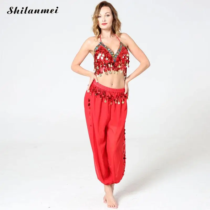 Комплект из 2 предметов с блестками и кисточками для танцев женский укороченный