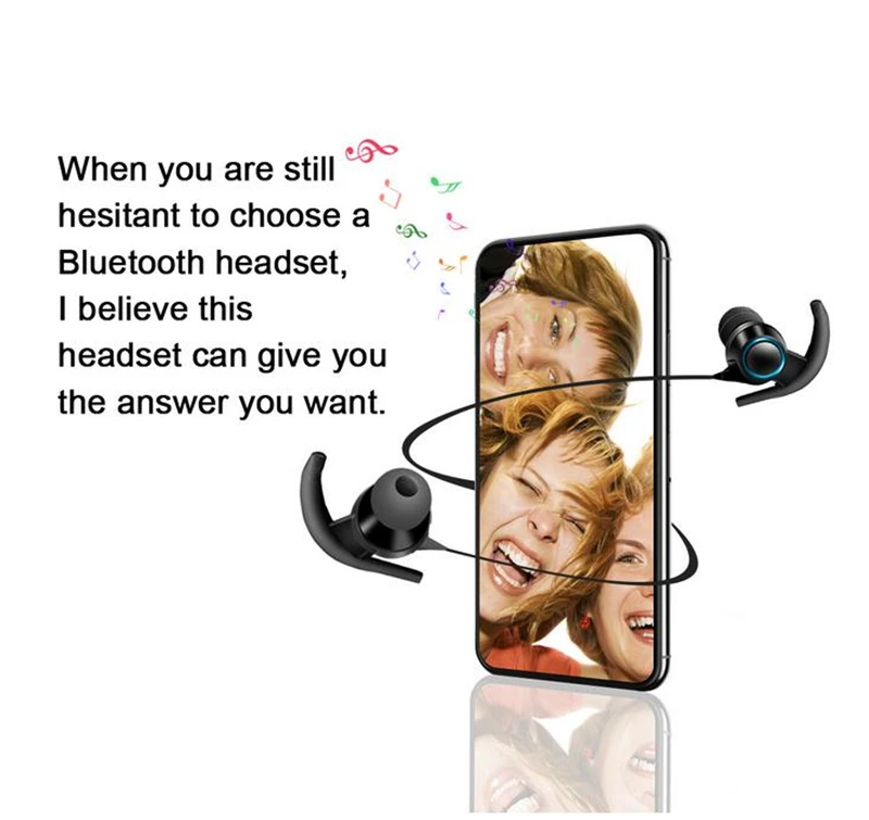 Наушники Bluetooth V4.1 беспроводные наушники спортивные для спортзала PhoneStereo с