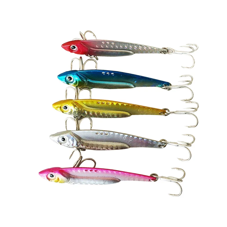 

1PCS Winter Sea Hard Fishing Lure VIB Bait 3D eyes With Lead Inside Diving Swivel Jig Wing Wobbler Crankbait