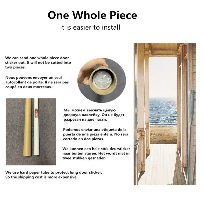 

Door Sticker Corridor Coastline Landscape Poster For Gate Self-adhesive Whole Piece Door Decoration House Decor Removable Mural