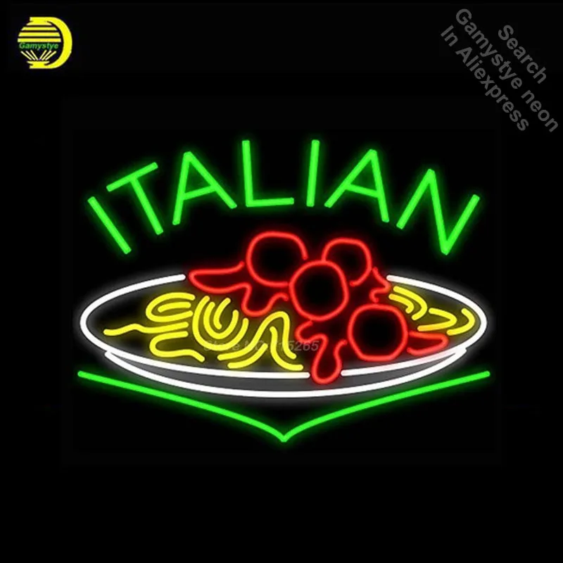 Italian Food Area Spaghetti Pasta Neon Sign Neon Bulbs Store Display Glass Tube Handcraft Recreation Advertising Gifts VD 19x15