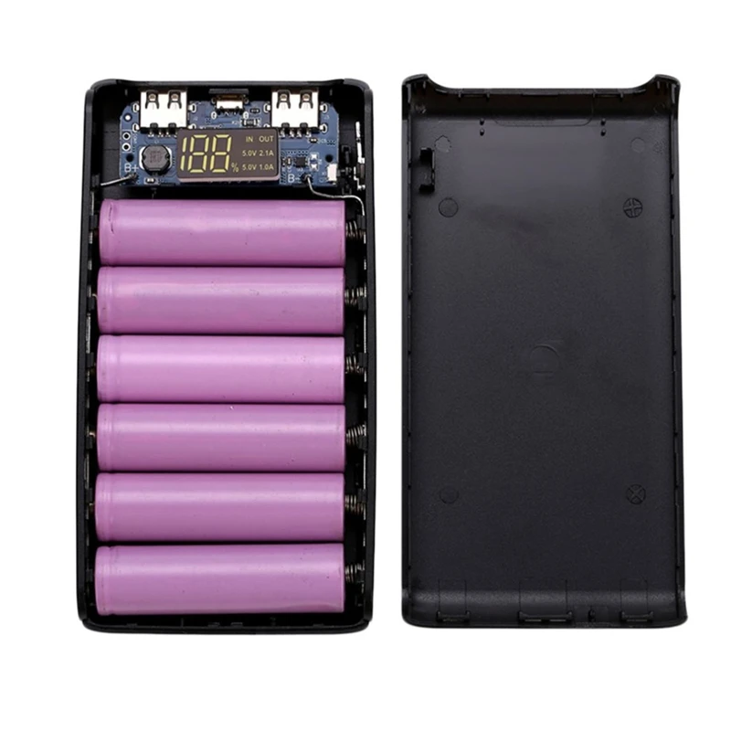 От 6x18650 батарея Powerbank Case 5V 2A ЖК-экран цифровой дисплей внешний аккумулятор корпус
