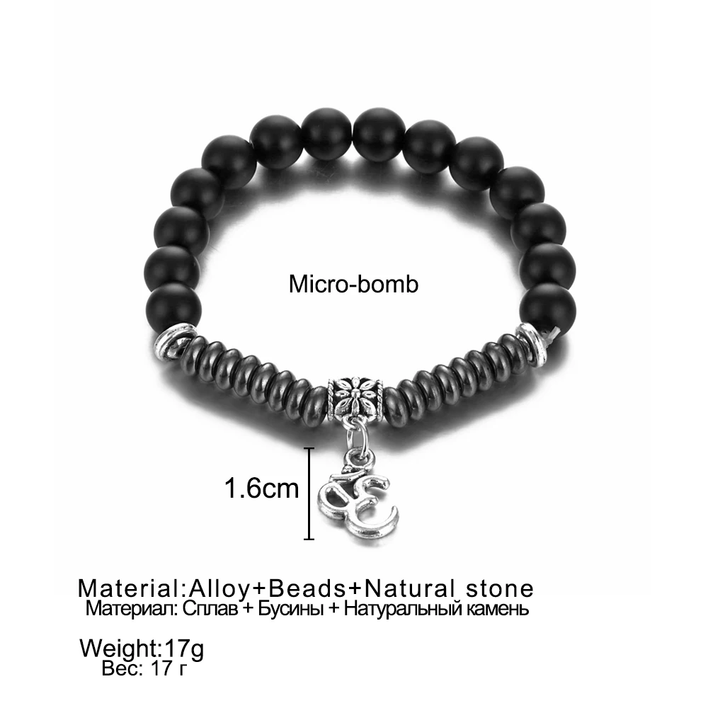 DAXI Classic OM Rune Strand браслеты для йоги &amp Bangles мужчин и женщин черный магнит из