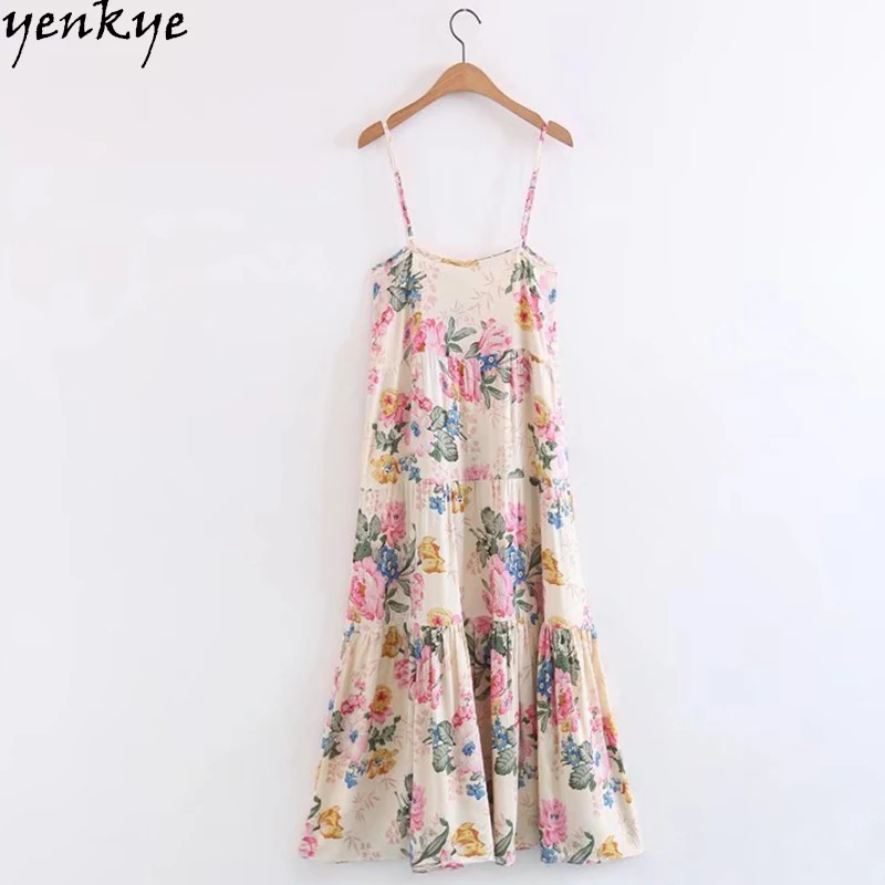 Летнее платье на петельках 2017 Для женщин с цветочным принтом Пляж Boho Сексуальная