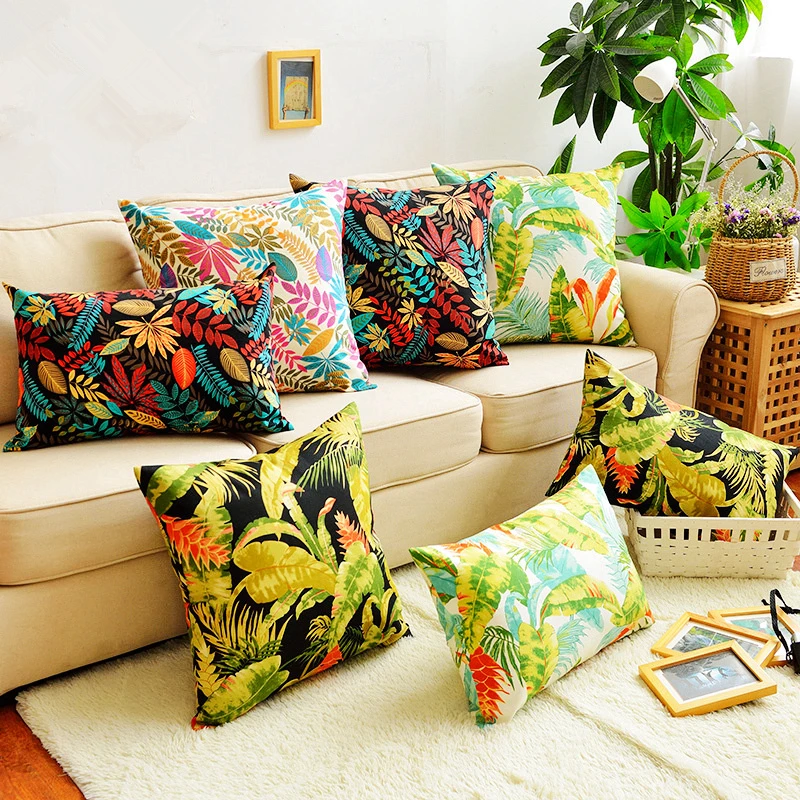 Хлопковая наволочка для подушки с разноцветным рисунком листьев 30 х4 5/45 5/40 х6 0/55