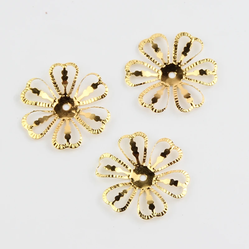 

50Pcs Gold Filigree Wraps Flower Connectors Metal Decoration Crafts Connector for Jewelry Making DIY Accessories Charm 28mm