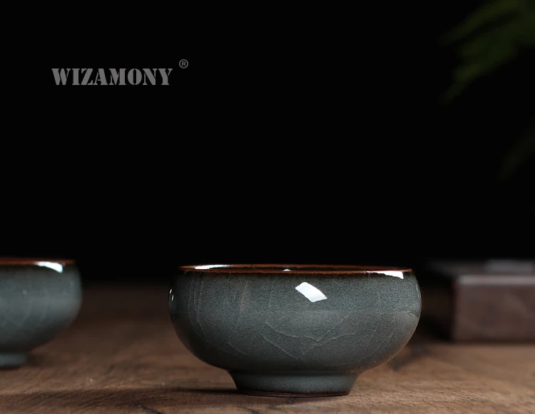 Wizamony 1 шт. ручной работы лунцюаньский Селадон посуда для напитков чайный сервиз чайная чашка чайный горшок чайная чашка Железный корпус кракелюрная глазурь китайский фарфор