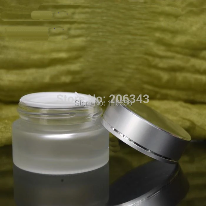 50 г Матовая Стеклянная банка для крема косметический контейнер с серебряной