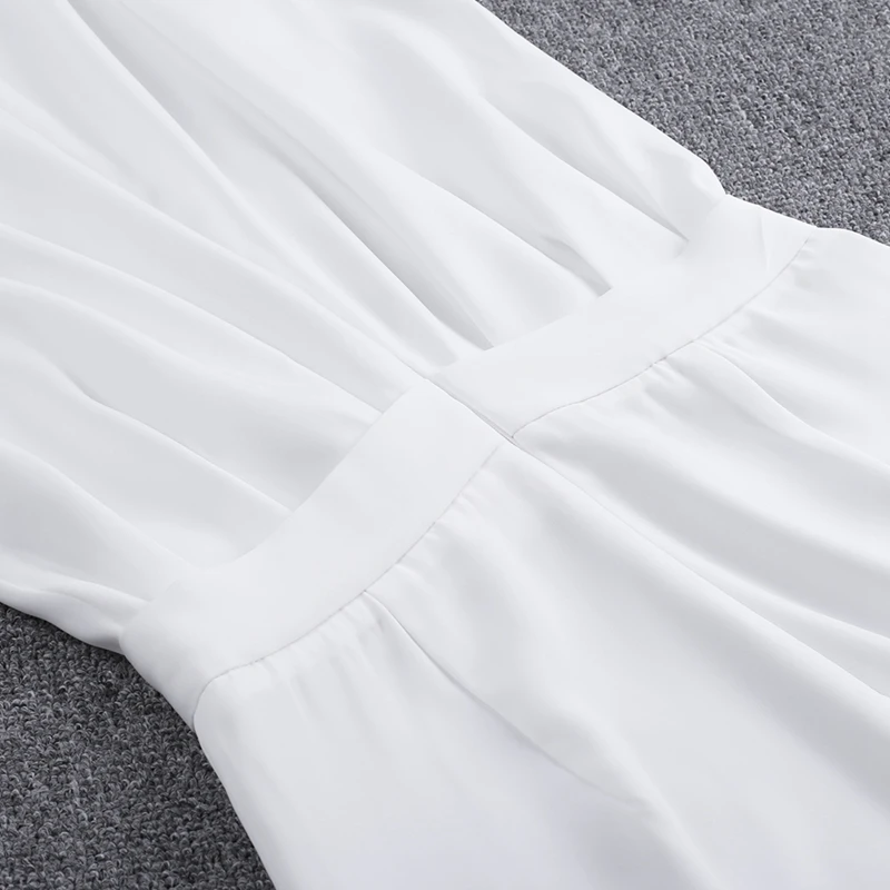 Белый атласный комбинезон Ocstrade с широким рукавом|Женские комбинезоны| |