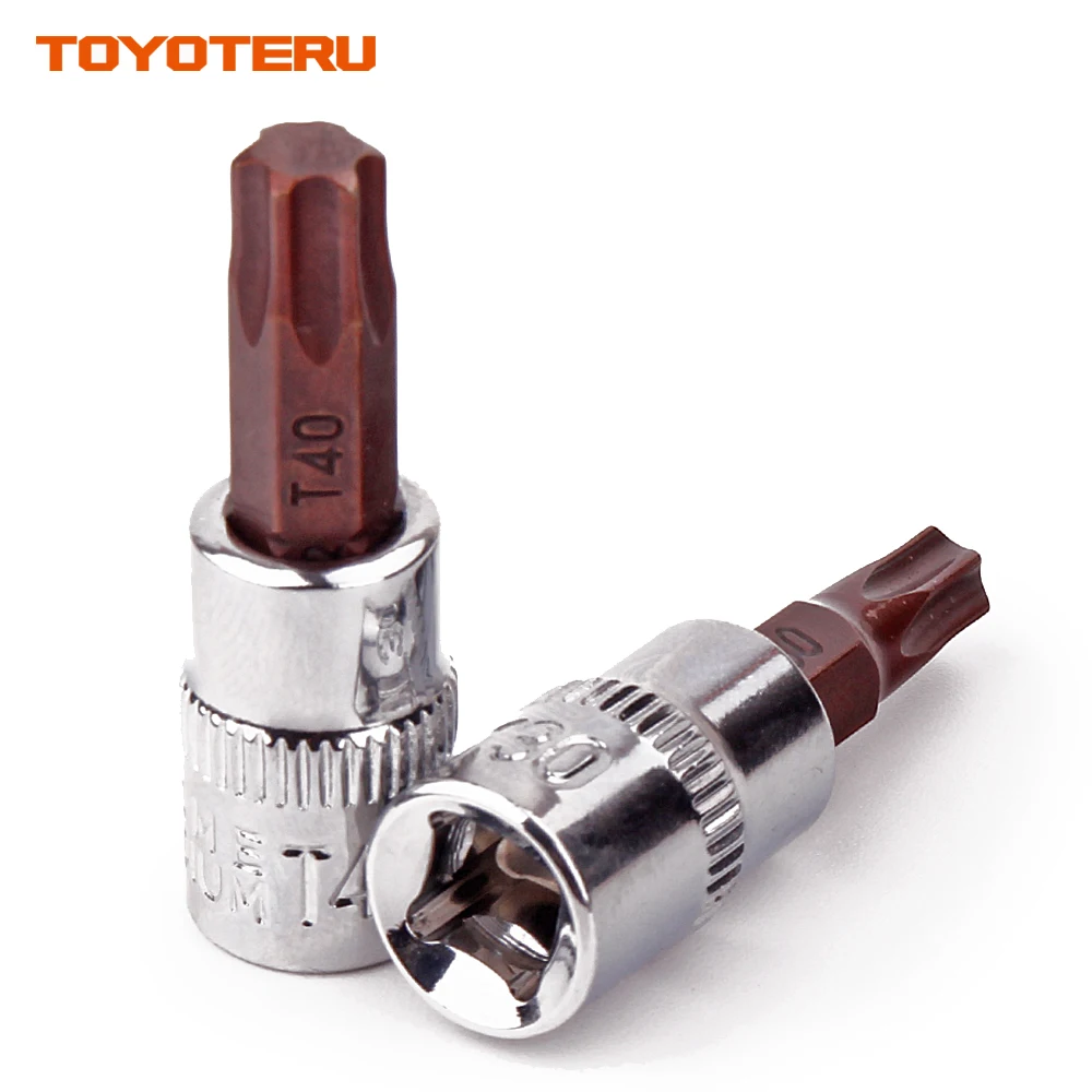 TOYOTERU, 8 шт./9 шт., торцевое долото, CR-V, гнездо, 1/", приводной Звездный бит, T8, T10, T15, T20, T25, T27, T30, T40, S2, биты с ручкой