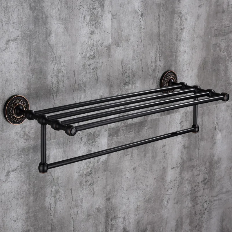 Bathroom shelf Набор оборудования для ванной комнаты, современный круглый стиль, мыльница, крючок для халата, Черный Матовый держатель для полотенец, держатель для бумаги, набор аксессуаров для ванной, SY111-R - Цвет: Bathroom shelf