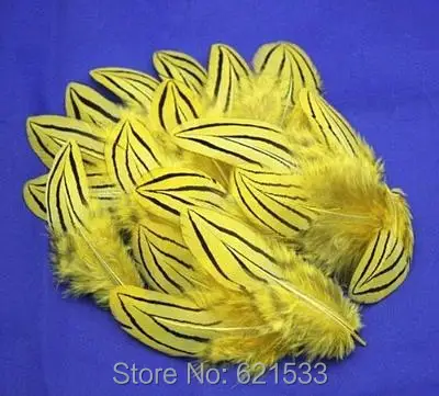 

100Pcs/lot!4-8cm fabulous yellow Silver pheasant feathers,small vibrant colour feathers for millinery, craft, trimmings& bags