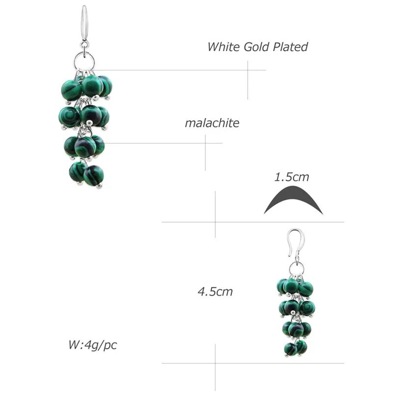 Кластера Малахит Длинные Висячие серьги для Для женщин личности Модные
