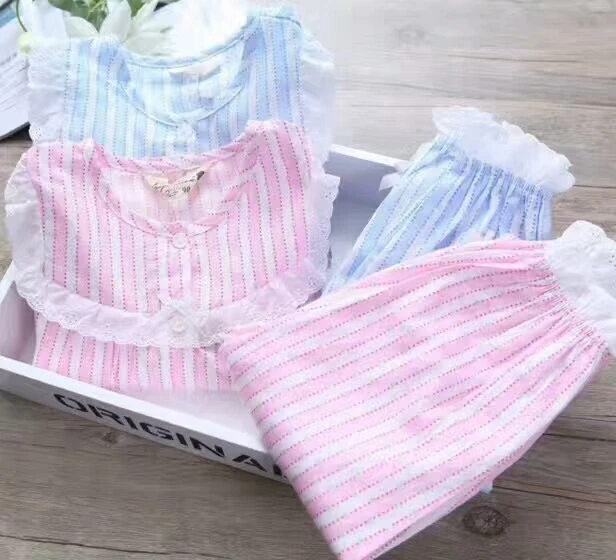 Children Clothes Sets Baby Girls Lace Sleepwear Long Sleeves Leisure Wear Kids Pajamas Girl Boy 2-8 yrs | Детская одежда и обувь