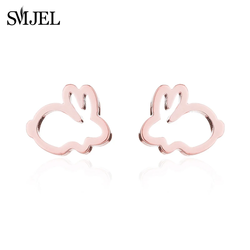 Женские серьги SMJEL из нержавеющей стали черные кролики для пирсинга украшения