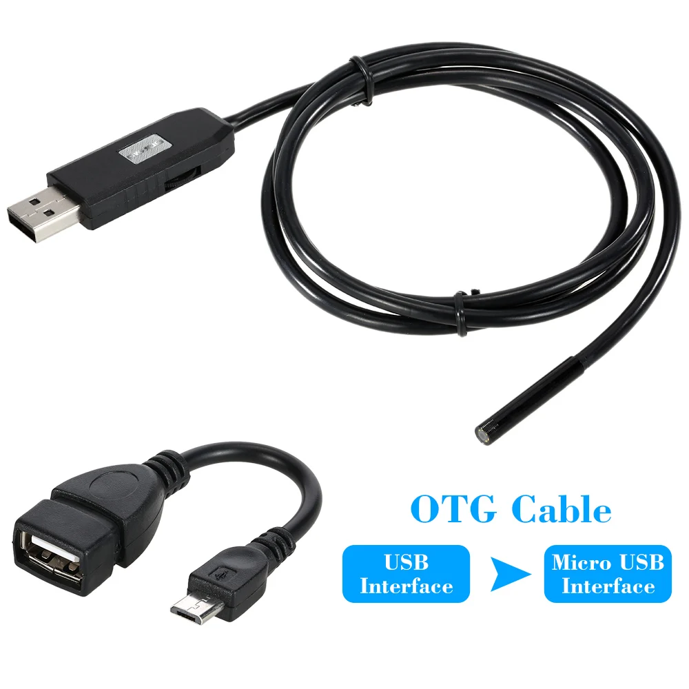 Мини-камера-эндоскоп OWSOO 5 мм 6 светодиодов USB кабель 3 м Android для осмотра автомобиля