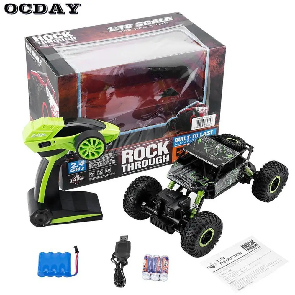 Green 2,4 ГГц RC автомобиль 4WD Рок Гусеничный ралли альпинистский автомобиль 4x4 двойные двигатели Bigfoot автомобиль дистанционное управление Модель внедорожный автомобиль детские игрушки - Цвет: Green