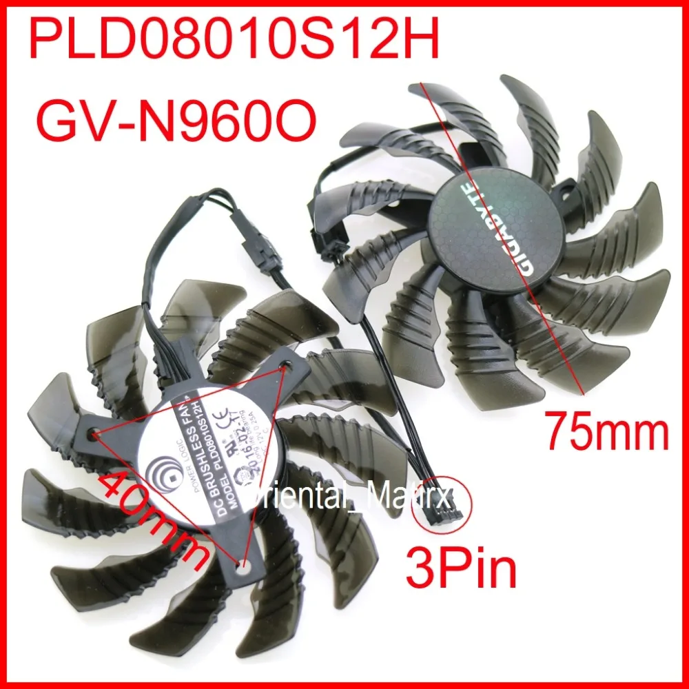 PLD08010S12H 12 в 0,25 а 75 мм 40*40*40 мм для Gigabyte GV-N960O GTX960 GTX950 охлаждающий вентилятор для графической карты 3 контакта