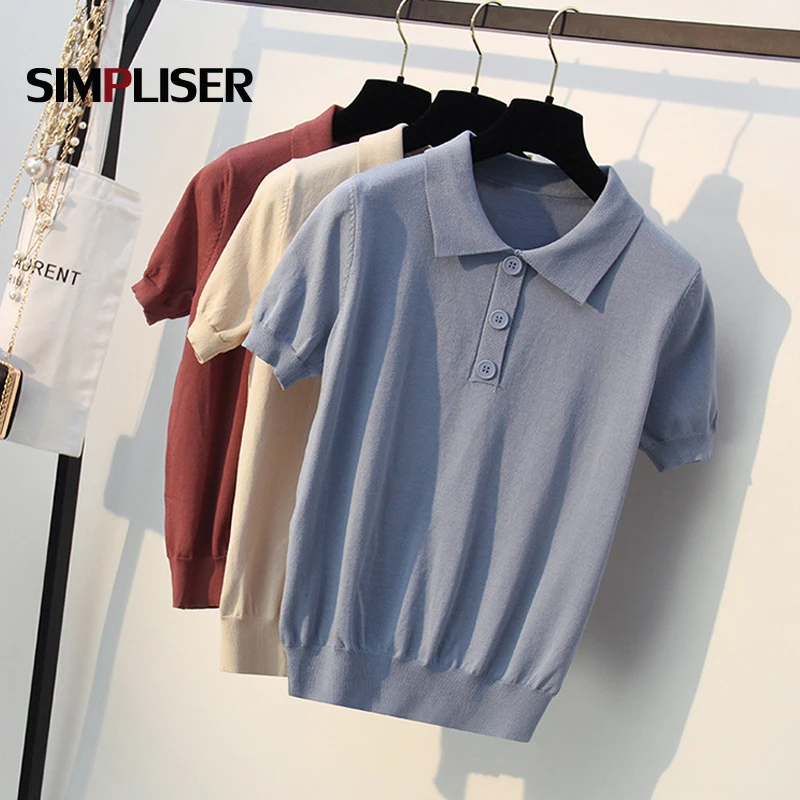 2019 Women Sweaters Summer Thin Rayon Pullovers Knitted Shirts Ladies Knitting Tops Blue White Knitwear Short Sleeve Jumpers | Женская