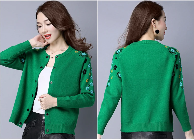 OHCLOTHING 4395- осенний и зимний женский кашемировый кардиган с вышивкой, свободный жакет, Женский вязаный Топ 43