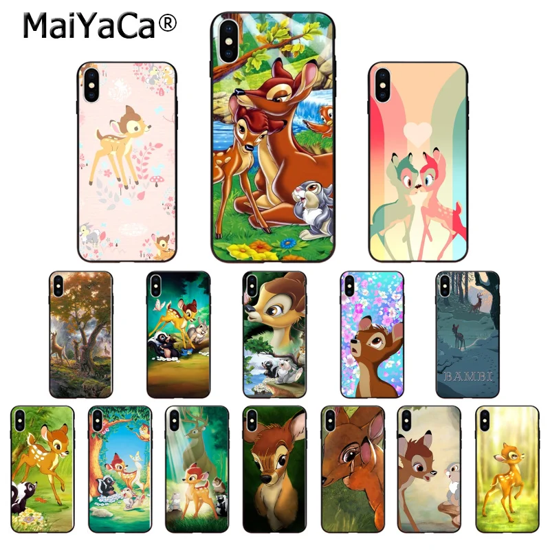 Силиконовый чехол MaiYaCa Sika deer Bambi из мягкого ТПУ черного цвета для iPhone 8 7 6 6S Plus 5 5S SE XR
