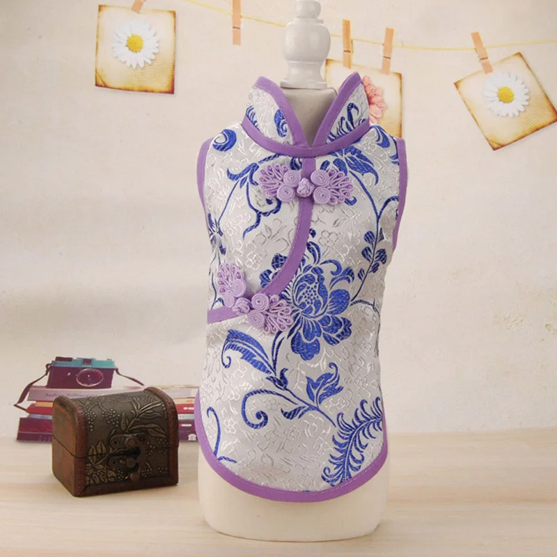 2 Cheongsam летняя одежда для собак платья для животных для собак юбка китайская собака платье щенок кошка одежда для собак Домашние животные одежда чихуахуа - Цвет: 2