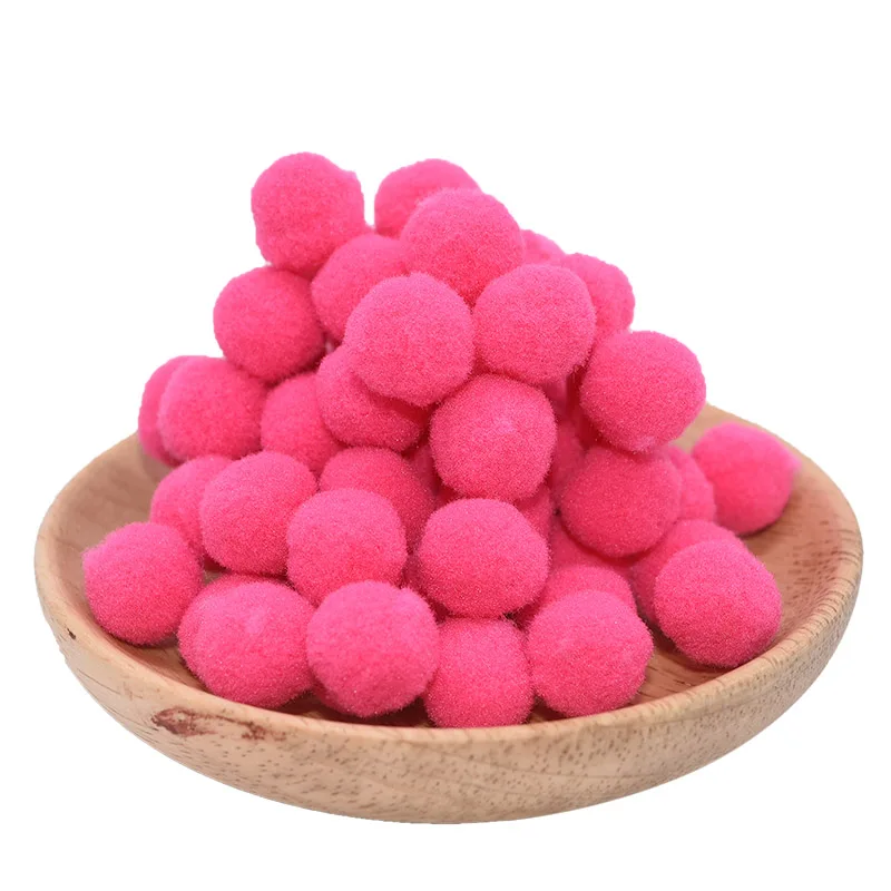 100p Rose Red 100 шт 15/20/25 мм, мягкая и пушистая шарик-помпон ручной работы для детей игрушки Свадебные украшения DIY Pom Poms войлочный мяч товары для шитья и рукоделия - Цвет: 100p Rose Red