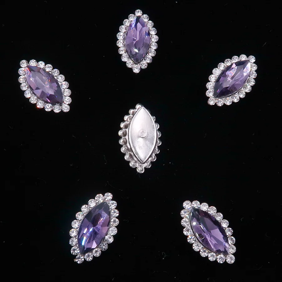 A16 Amethyst 4*8 мм 7*15 мм стеклянный кристалл со стразами в серебряном когтях настройки маркиза огранка маркиза пришить на свадьбное платье со стразами diy - Цвет: A16 Amethyst