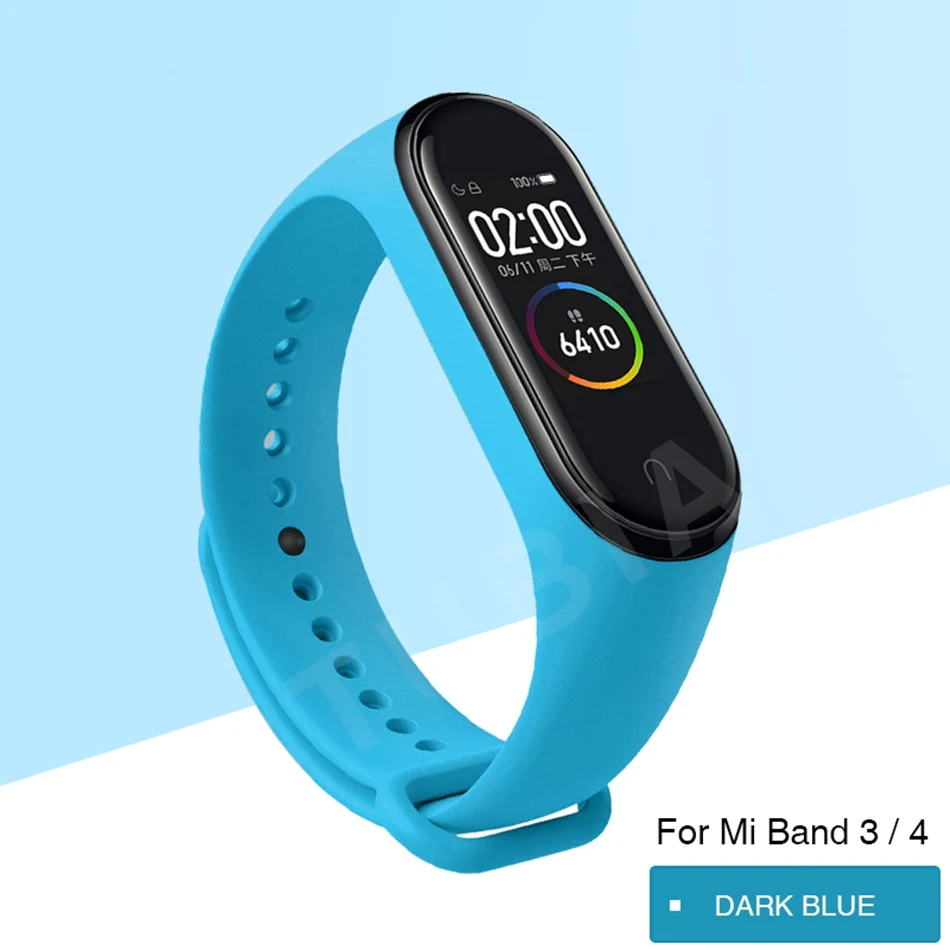 dark blue F Mi Band 4 3 ремешок на запястье для Xiaomi Mi Band 3 4 Браслет Силиконовый Miband 3 4 NFC Correa аксессуары Smart Mi4 протектор - Цвет: dark blue F