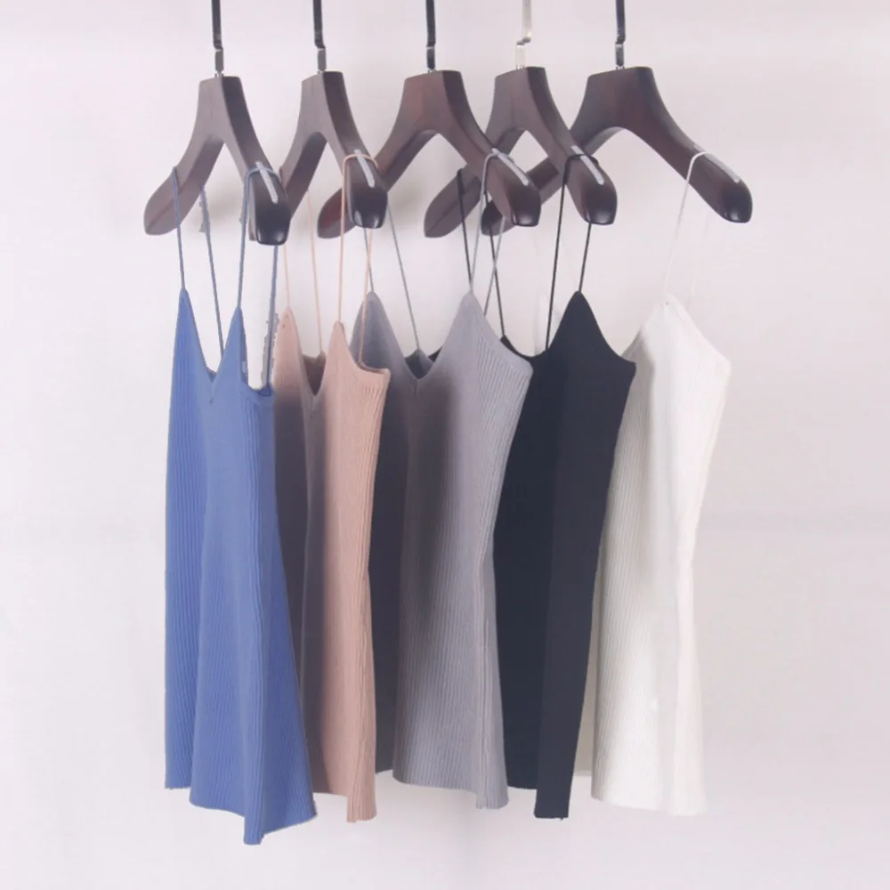 Женская Трикотажная майка на бретельках с V образным вырезом|women camisole|camisole vesttank top