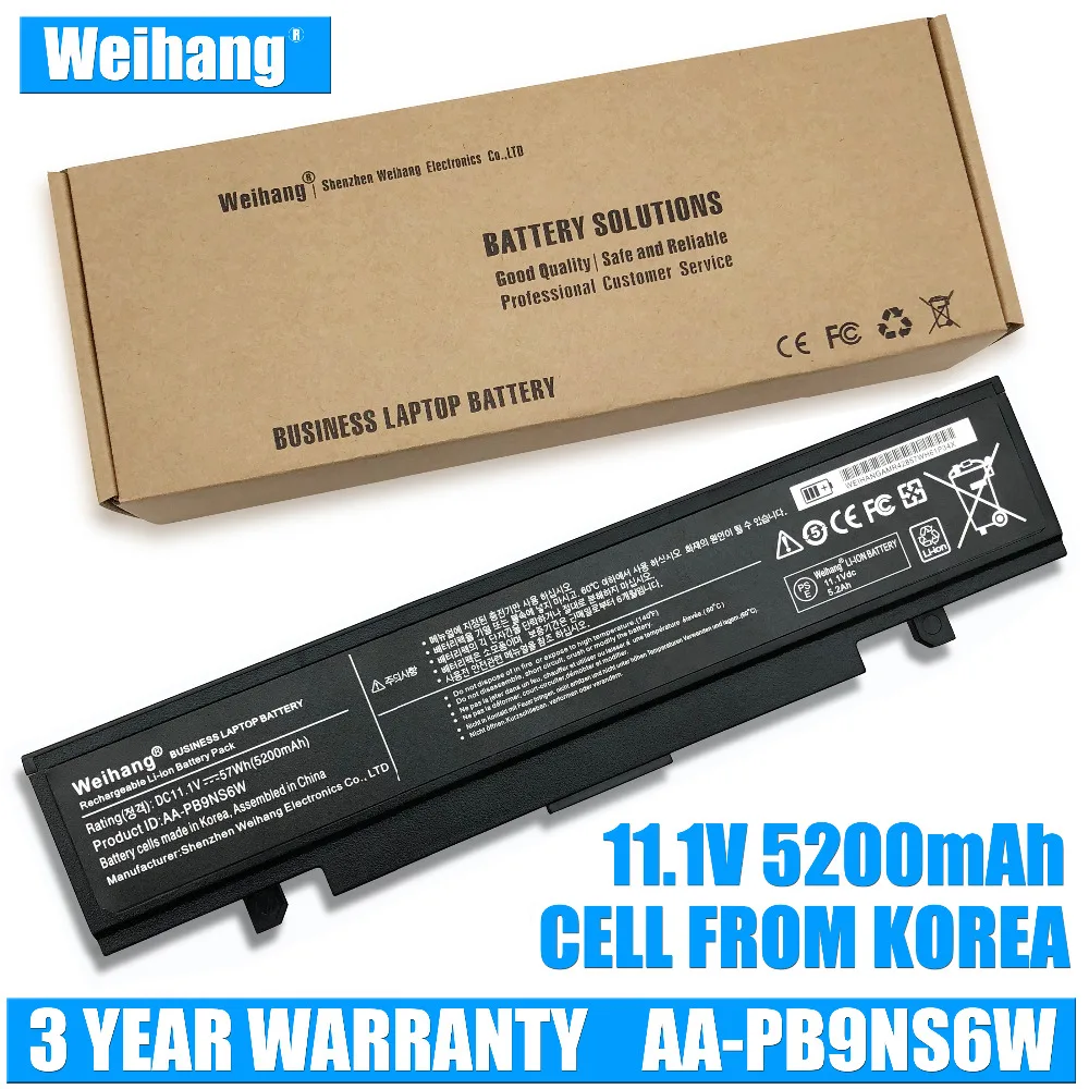 Аккумулятор Weihang для ноутбука SamSung 5200 мАч из Кореи батарея R428 R468 NP350 RV410 R530 R580 R528