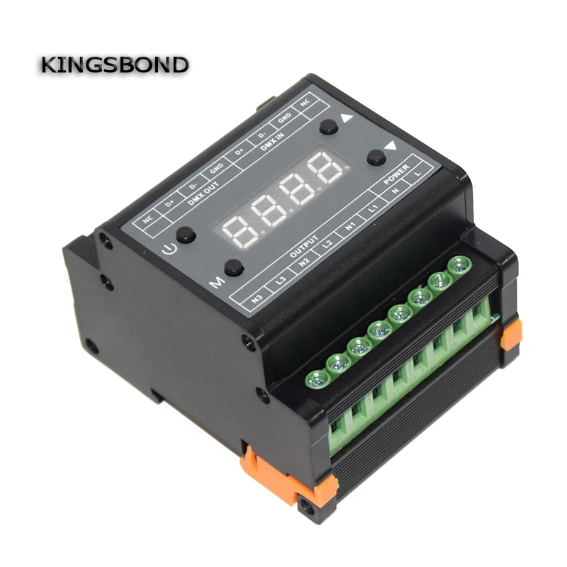 Контроллер яркости DMX302 DMX triac для светодиодных панелей выход 50 Гц/60 Гц 3 канальный 1