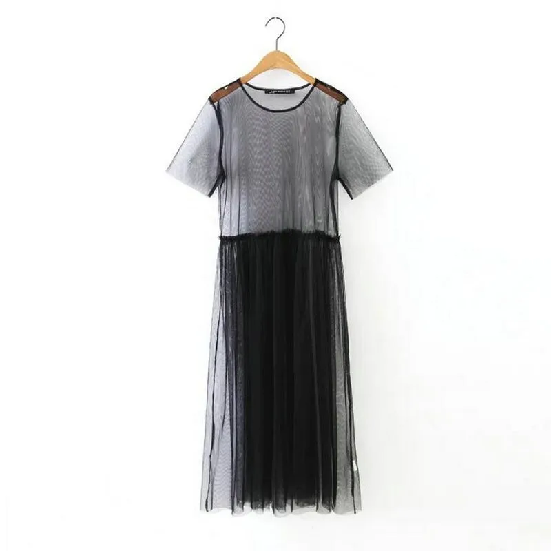 Роба, сексуальное платье для женщин, прозрачное Прозрачное платье, vestido longo, Сетчатое платье, черное платье, вуаль, шикарное цельное DS020