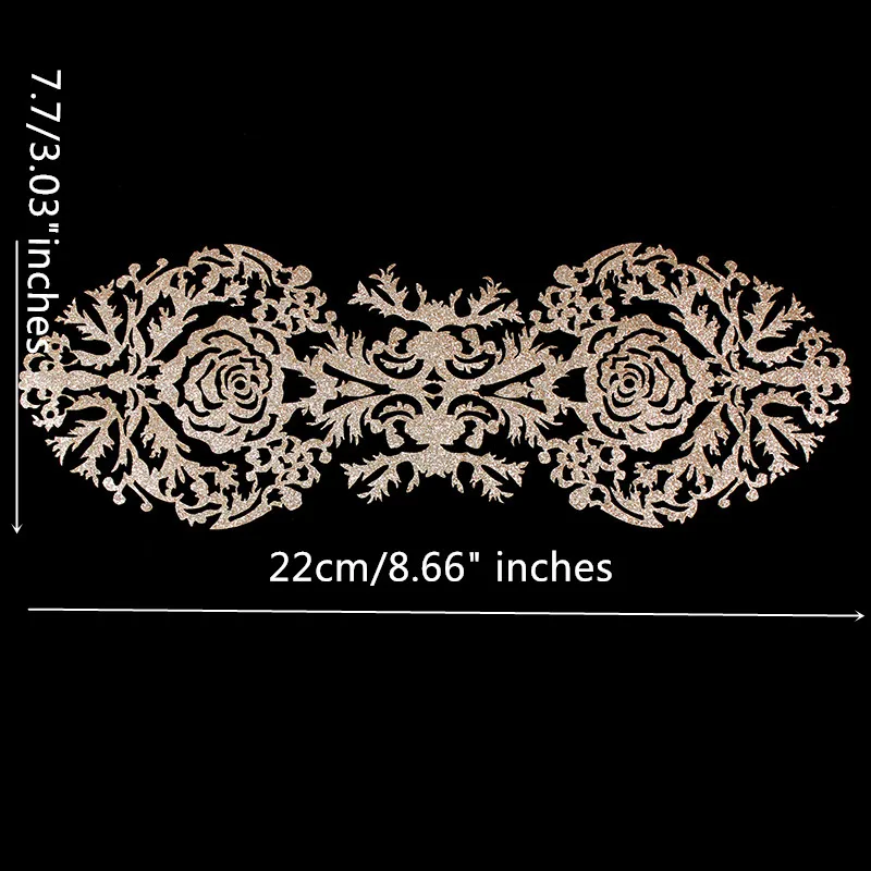 Блестящие золотые Цветочные переводные наклейки из фольги для утюга аппликация