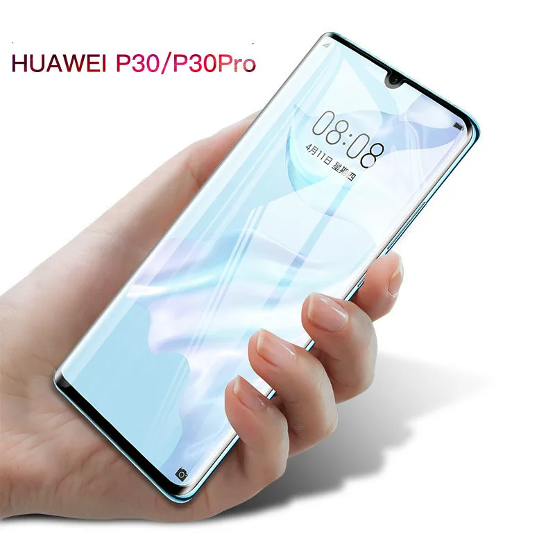 5D закаленное стекло для Huawei P30 Pro Полное покрытие Защитная пленка экрана с защитой
