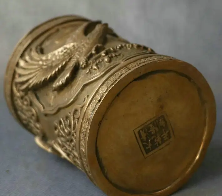 Маркированная китайская династия медная резьба ястреб Орл король птица Кисть