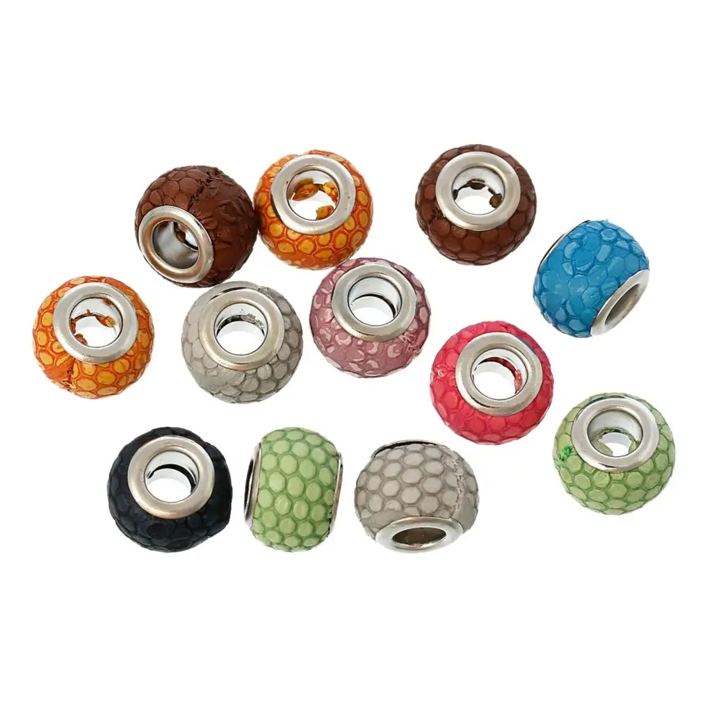 DoreenBeads Европейский стиль Очаровательные кожаные бусины барабан в случайном