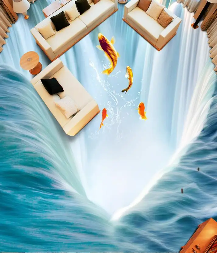 3d полы пользовательский настенные обои природный Большой Водопад воды напольная