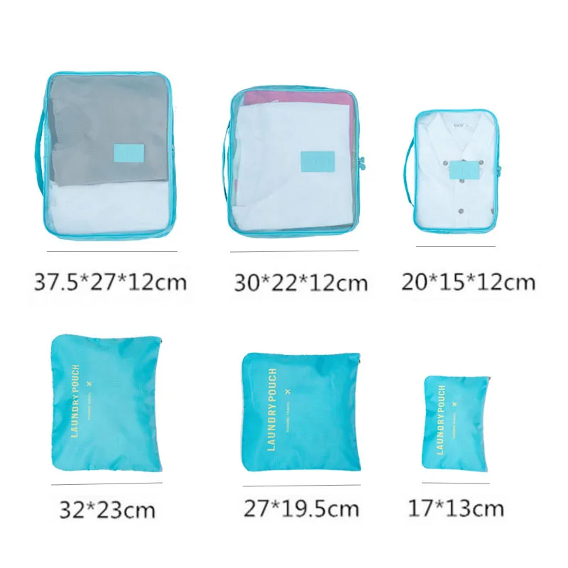 

6 pc high quality travel Polyester cloth bag of home storage closet drawer organizer divider travel bags clothing classification