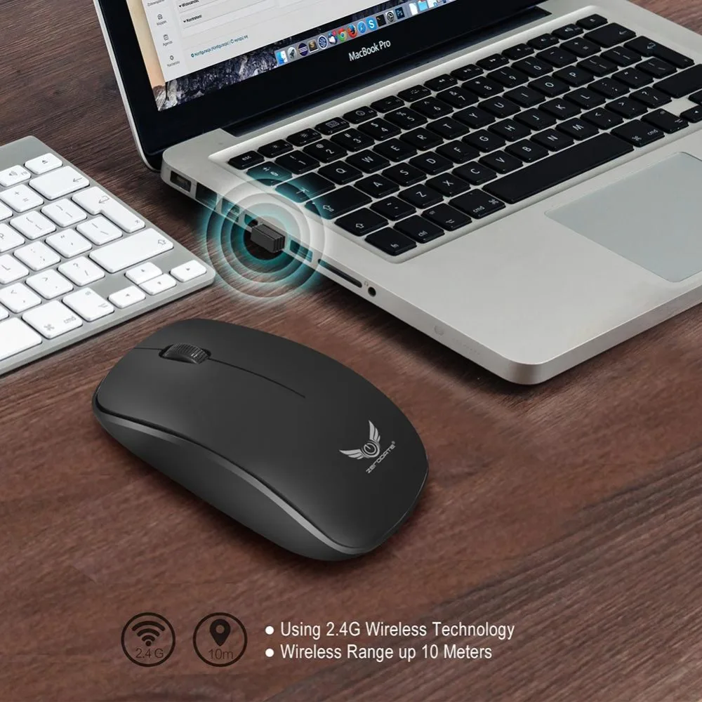 Беспроводная Бесшумная USB оптическая эргономичная игровая мышь 2,4 ГГц Беспроводная технология передачи Мыши для портативных ПК+ беспроводной приемник