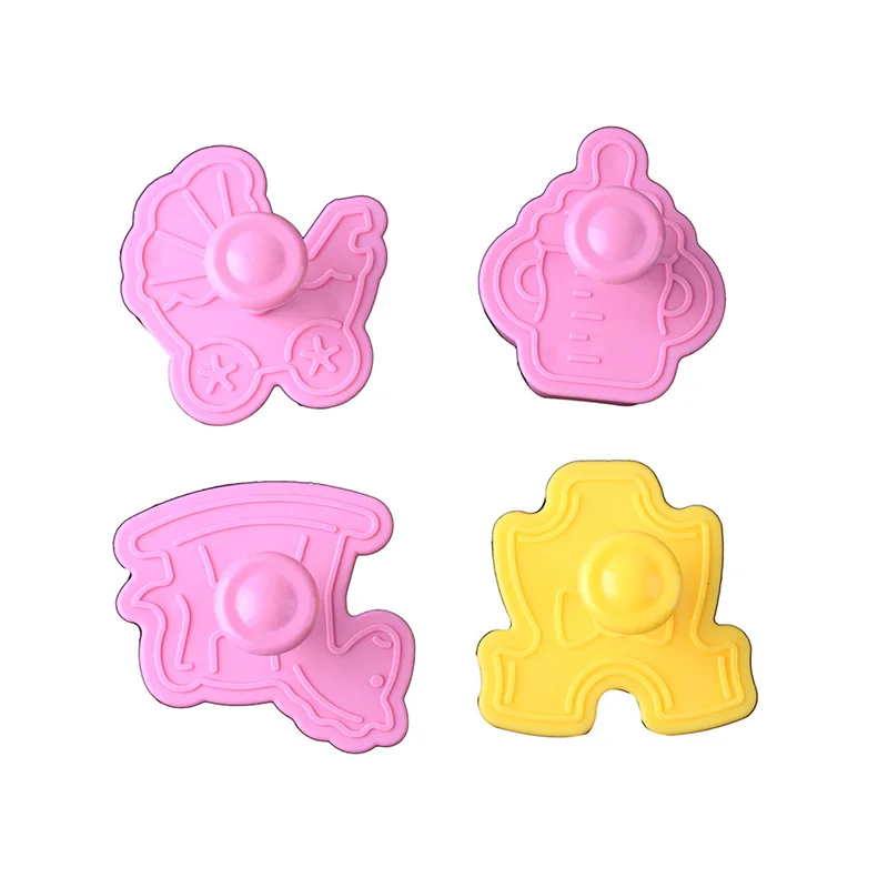 4Pcs/Set Cake Cute Cartoon Baby Toy Decor Sugar Paste Loaf Sugarcraft Plunger Fondant Cutter Tool Random Color #31630 | Дом и сад