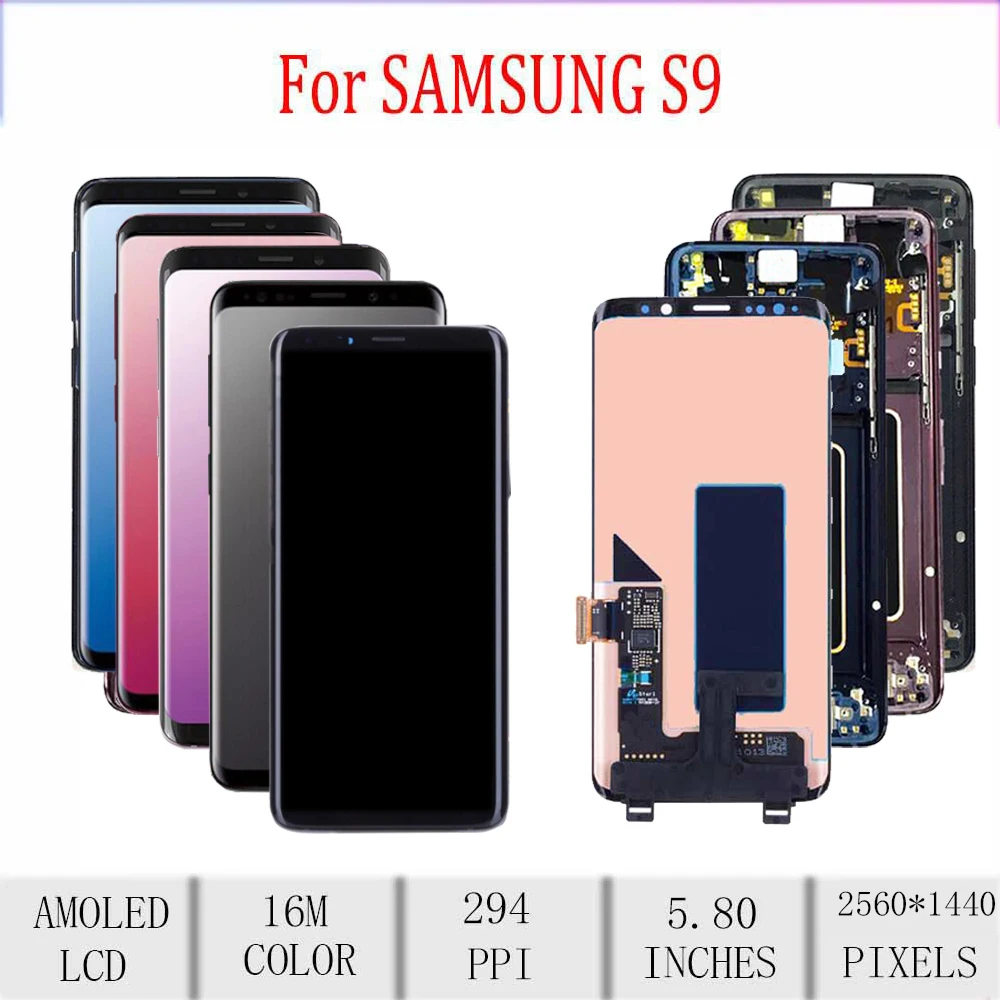 Amoled 5 8 &quotОригинальный Для samsung Galaxy S9 G960 ЖК-дисплей с сенсорным экраном рамкой