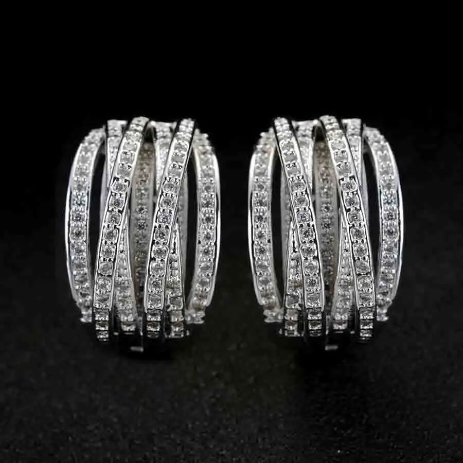 Серьги и кольца с покрытием из белого золота фианитами|earrings and ring set|set for womenearrings