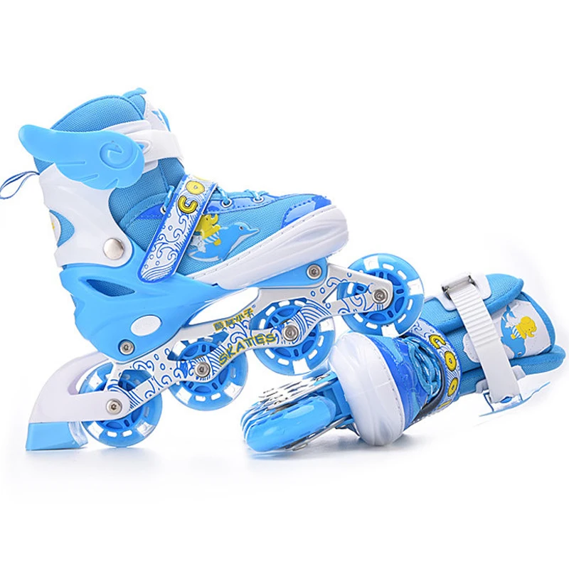 Детские однорядные четырехколесные роликовые коньки для малышей и мальчиков