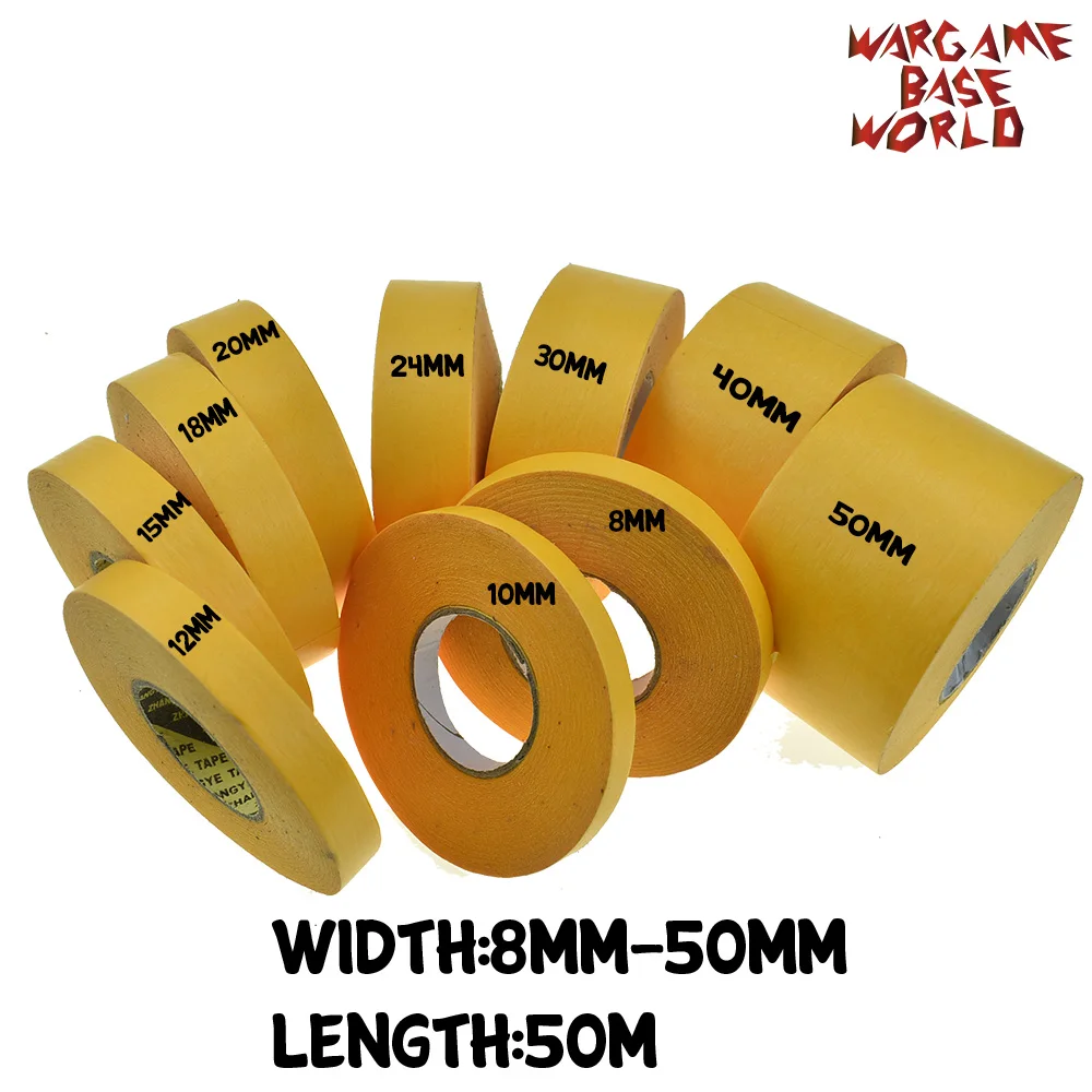 

Yellow Mask Tape 50M - Paint Special Model Special Masking Tape 8-50mm Model Hobby Painting Tools Accessory