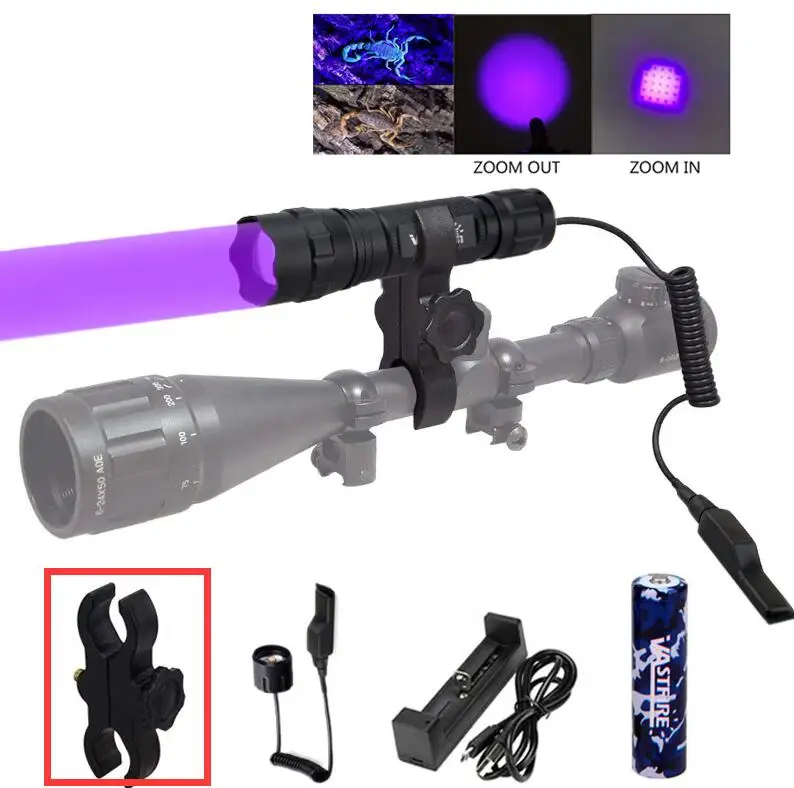 Package 5 (Violet) 6000LM УФ фиолетовый/зеленый/красный Q5 светодиодный масштабируемый светодиодный тактический вспышки светильник охотничий фонарь пистолет оружие, винтовка светильник фонарь Крепление страйкбол - Цвет: Package 5 (Violet)