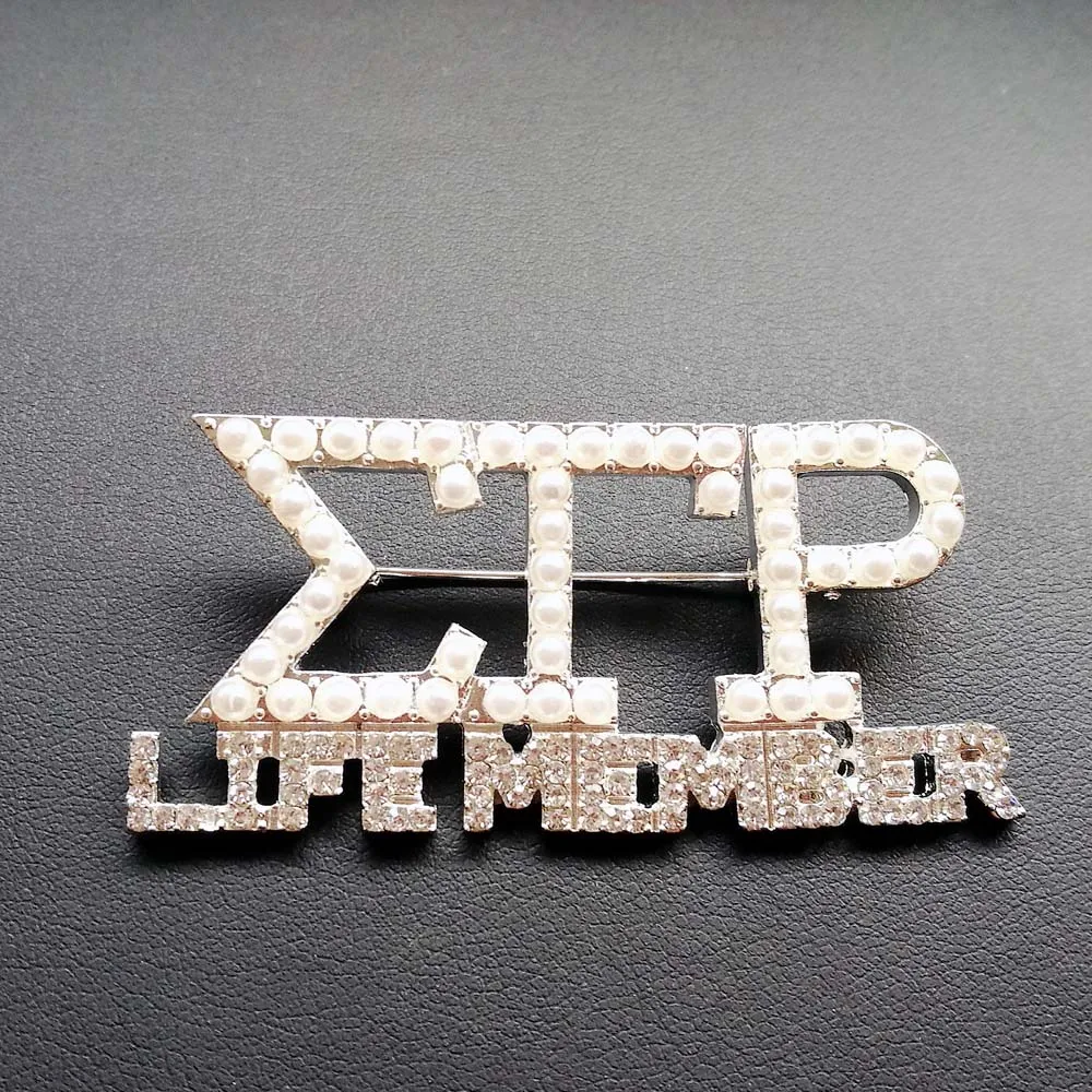 На заказ Серебряный тон Sigma Gamma Rho жемчужная булавка для лацкана SGR life брошь члена