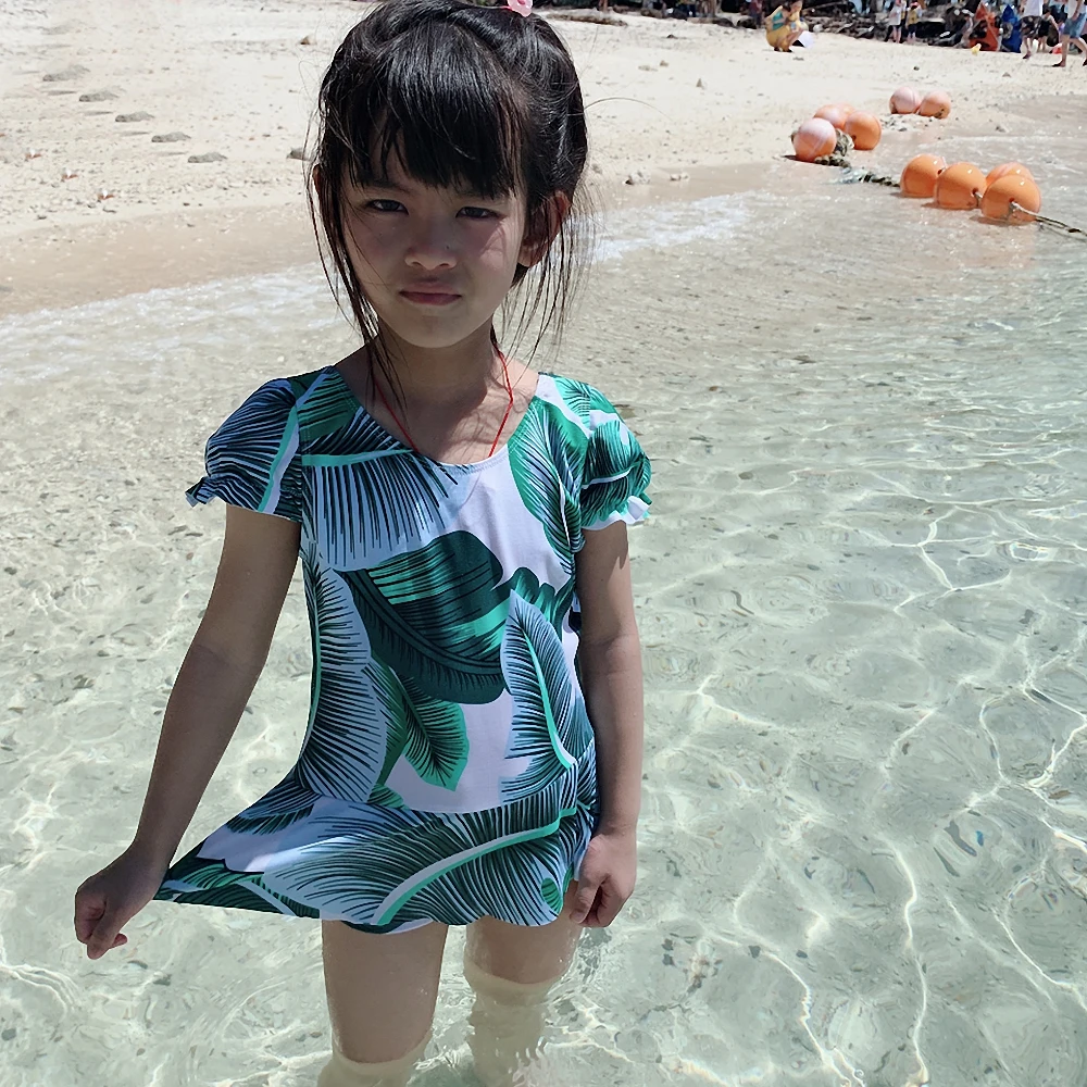 SWIMMART 2019 Toddler Kids Girl Swimsuit One Piece Bathing Suits Child Swimwear Wrap Leaves Print Children Beachwear | Спорт и