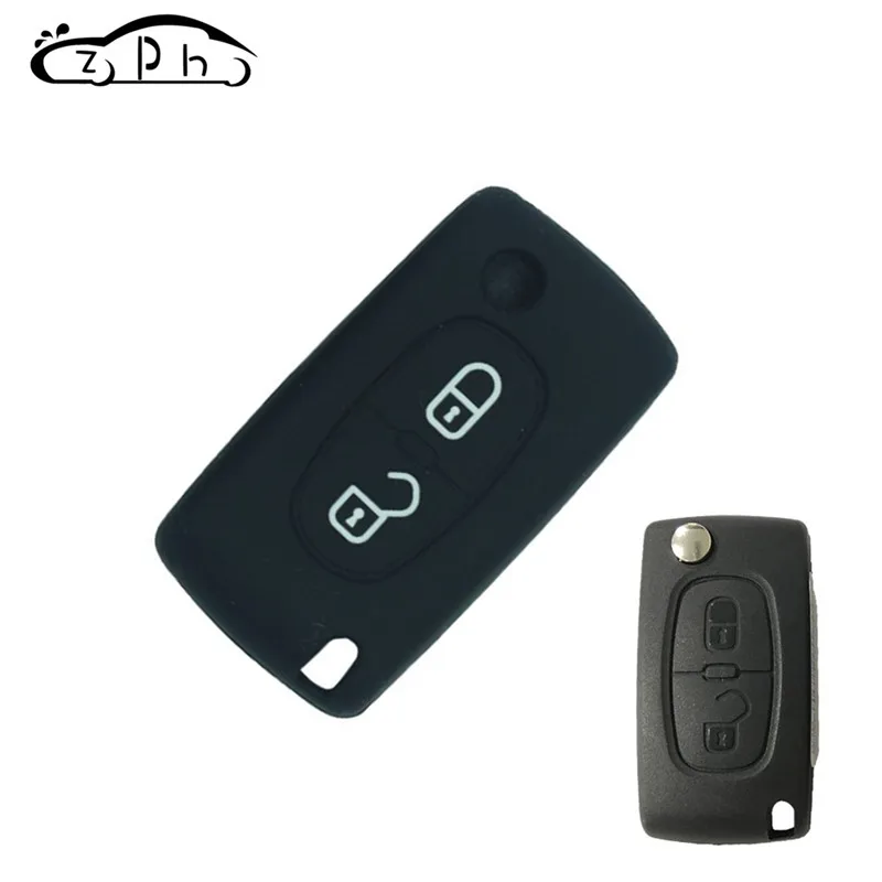 

2 Buttons Silicone Car Key Cover Case For PEUGEOT 206 207 208 307 308 407 408 RCZ For Citroen C2 C3 C4 C4L C5 C6 Xsara Picasso