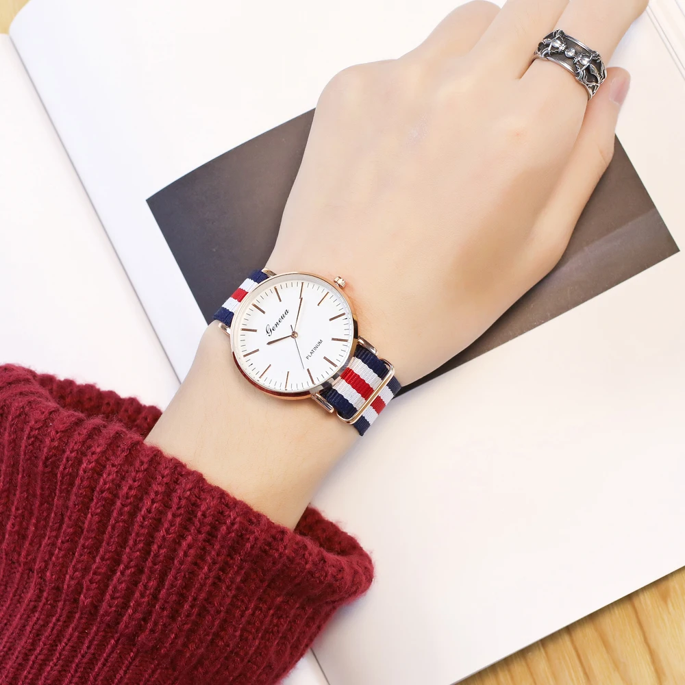 Простой стиль ультратонкие модные наручные часы для женщин Пряжка круглый